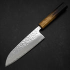 Santoku AUS-10 Mirror Tsuchime Damascus Yaki Urushi Handle 165mm (6.5”)-[Musashi]-[Japanese-Kitchen-Knives]