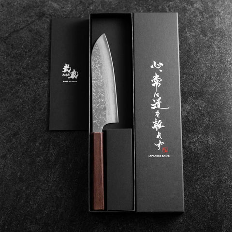 Santoku AUS-10 Nashiji Damascus Wenge Handle 165mm-[Musashi]-[Japanese-Kitchen-Knives]