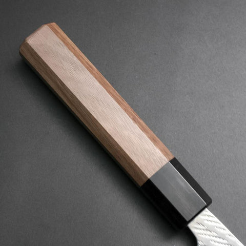 Santoku AUS-10 Nawame Damascus Buffalo Walnut Handle 165mm-[Musashi]-[Japanese-Kitchen-Knives]
