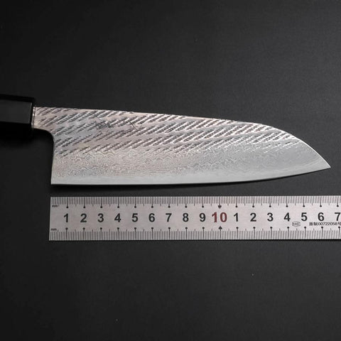 Santoku AUS-10 Nawame Damascus Buffalo Walnut Handle 165mm-[Musashi]-[Japanese-Kitchen-Knives]