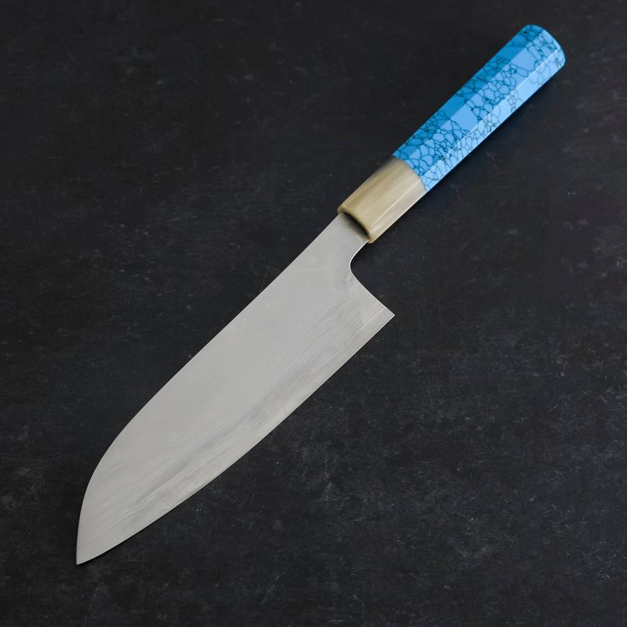 三徳 AUS-10 ニッケルダマスカス 水牛ターコイズ柄 170mm – MUSASHI