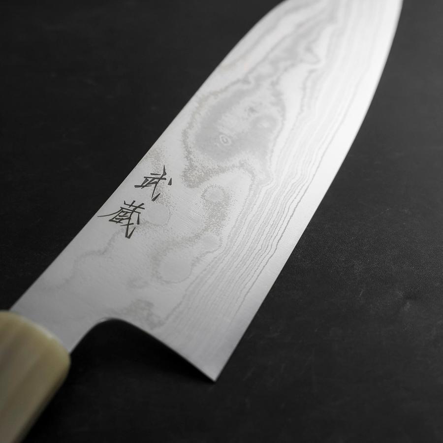 三徳 AUS-10 ニッケルダマスカス 水牛ターコイズ柄 170mm – MUSASHI