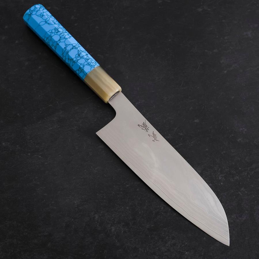 三徳 AUS-10 ニッケルダマスカス 水牛ターコイズ柄 170mm – MUSASHI
