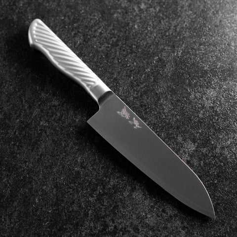 Santoku AUS-10 Polished All-Stainless Handle 165mm (6.5”)-[Musashi]-[Japanese-Kitchen-Knives]