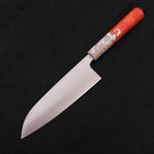 Santoku AUS-10 Polished Ocean Orange & White Handle 165mm-[Musashi]-[Japanese-Kitchen-Knives]