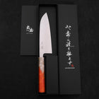Santoku AUS-10 Polished Ocean Orange & White Handle 165mm-[Musashi]-[Japanese-Kitchen-Knives]