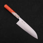 Santoku AUS-10 Polished Ocean Orange & White Handle 165mm-[Musashi]-[Japanese-Kitchen-Knives]