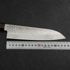 Santoku AUS-10 Tsuchime Damascus Shitan Walnut Handle 180mm (7”)-[Musashi]-[Japanese-Kitchen-Knives]
