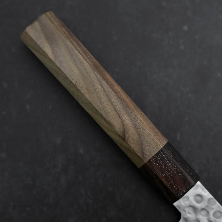 Santoku AUS-10 Tsuchime Damascus Shitan Walnut Handle 180mm-[Musashi]-[Japanese-Kitchen-Knives]