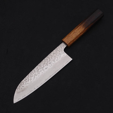 Santoku AUS-10 Tsuchime Damascus Yaki Urushi Handle 165mm (6.5”)-[Musashi]-[Japanese-Kitchen-Knives]
