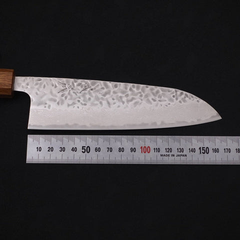 Santoku AUS-10 Tsuchime Damascus Yaki Urushi Handle 165mm (6.5”)-[Musashi]-[Japanese-Kitchen-Knives]