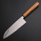Santoku AUS-10 Wave Nickel Damascus Oak Handle 165mm-[Musashi]-[Japanese-Kitchen-Knives]