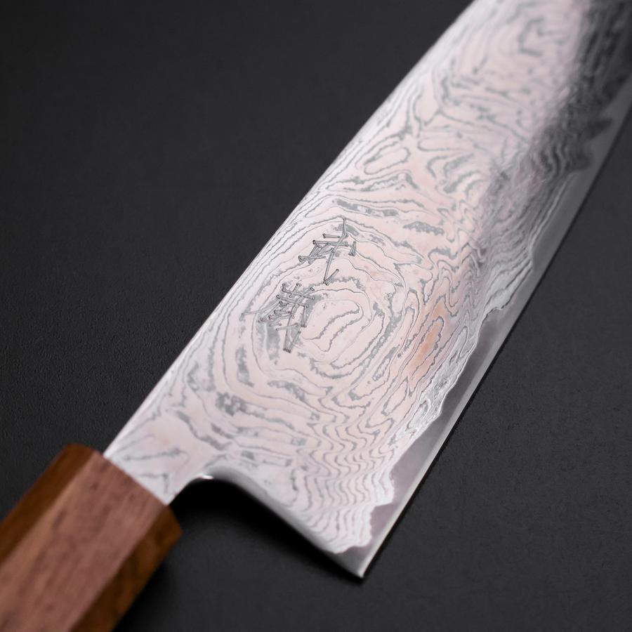 Santoku AUS-10 Wave Nickel Damascus Oak Handle 165mm – MUSASHI
