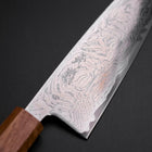 Santoku AUS-10 Wave Nickel Damascus Oak Handle 165mm-[Musashi]-[Japanese-Kitchen-Knives]