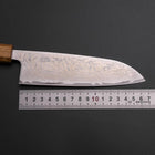 Santoku AUS-10 Wave Nickel Damascus Oak Handle 165mm-[Musashi]-[Japanese-Kitchen-Knives]