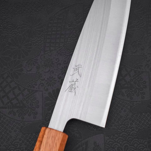Santoku AUS-8 Polished Oak Handle 165mm (6.5”)-[Musashi]-[Japanese-Kitchen-Knives]