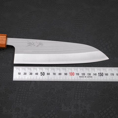 Santoku AUS-8 Polished Oak Handle 165mm (6.5”)-[Musashi]-[Japanese-Kitchen-Knives]