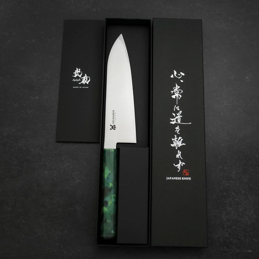 三徳 AUS-8 磨き 海洋緑柄 165mm – MUSASHI
