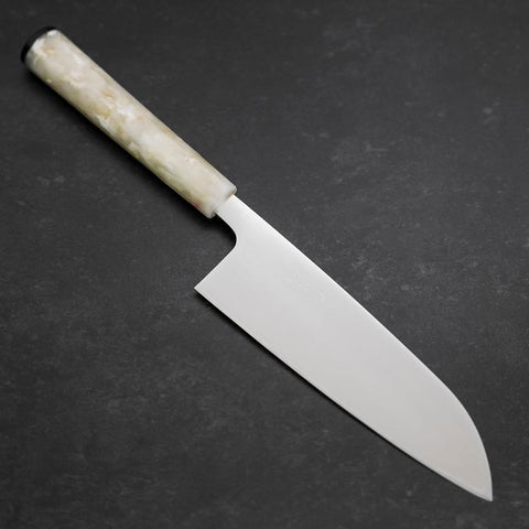 Santoku AUS-8 Polished Ocean White Handle 165mm (6.5”)-[Musashi]-[Japanese-Kitchen-Knives]