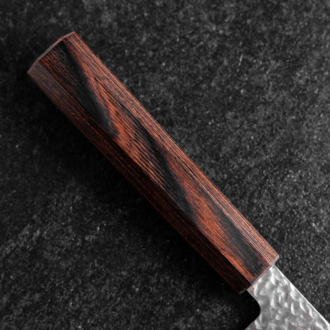 Santoku AUS-8 Tsuchime Mahogany Handle 180mm-[Musashi]-[Japanese-Kitchen-Knives]