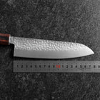 Santoku AUS-8 Tsuchime Mahogany Handle 180mm-[Musashi]-[Japanese-Kitchen-Knives]
