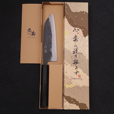 Santoku Aogami-Super Kurouchi Buffalo Ebony Handle 165mm-Aogami Super-Kurouchi-Japanese Handle-[Musashi]-[Japanese-Kitchen-Knives]