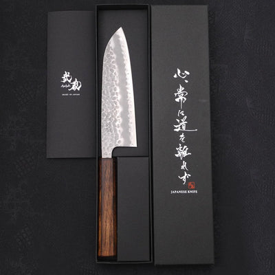 Santoku Aogami-Super Tsuchime Sumi Urushi Handle 165mm-Aogami Super-Tsuchime-Japanese Handle-[Musashi]-[Japanese-Kitchen-Knives]