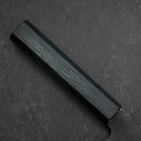 Santoku Blue Steel #1 Kurouchi Dark Blue Urushi Handle 180mm (7”)-[Musashi]-[Japanese-Kitchen-Knives]