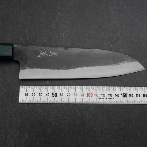 Santoku Blue Steel #1 Kurouchi Dark Blue Urushi Handle 180mm (7”)-[Musashi]-[Japanese-Kitchen-Knives]
