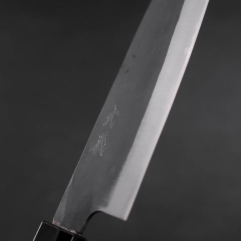 Santoku Blue Steel #1 Stainless Clad Kurouchi Buffalo Magnolia Handle 165mm (6.5”)-[Musashi]-[Japanese-Kitchen-Knives]