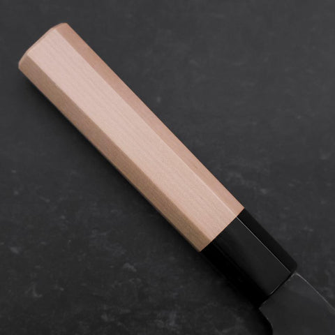 Santoku Blue Steel #1 Stainless Clad Kurouchi Buffalo Magnolia Handle 165mm (6.5”)-[Musashi]-[Japanese-Kitchen-Knives]