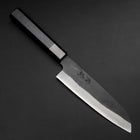 Santoku Blue Steel #1 Stainless Clad Kurouchi Dark Blue Urushi Handle 170mm (6.7”)-[Musashi]-[Japanese-Kitchen-Knives]