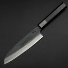 Santoku Blue Steel #1 Stainless Clad Kurouchi Dark Blue Urushi Handle 170mm-[Musashi]-[Japanese-Kitchen-Knives]