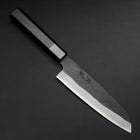 Santoku Blue Steel #1 Stainless Clad Kurouchi Dark Blue Urushi Handle 170mm-[Musashi]-[Japanese-Kitchen-Knives]