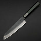 Santoku Blue Steel #1 Stainless Clad Kurouchi Green Urushi Handle 170mm (6.7”)-[Musashi]-[Japanese-Kitchen-Knives]