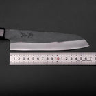 Santoku Blue Steel #1 Stainless Clad Kurouchi Green Urushi Handle 170mm-[Musashi]-[Japanese-Kitchen-Knives]