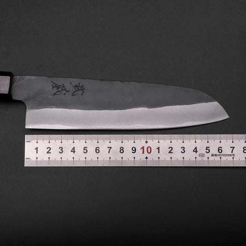 Santoku Blue Steel #1 Stainless Clad Kurouchi Green Urushi Handle 170mm-[Musashi]-[Japanese-Kitchen-Knives]