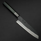 Santoku Blue Steel #1 Stainless Clad Kurouchi Green Urushi Handle 170mm-[Musashi]-[Japanese-Kitchen-Knives]