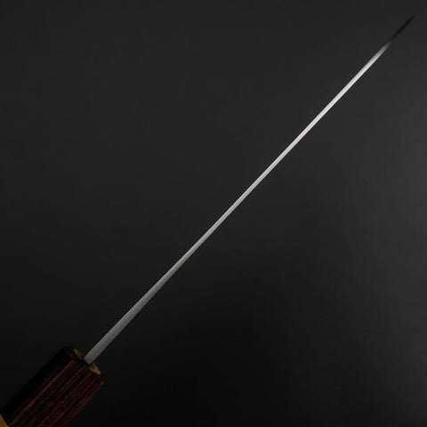 Santoku Blue Steel #1 Stainless Clad Polished Zelkova Handle 165mm (6.5”)-[Musashi]-[Japanese-Kitchen-Knives]