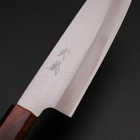 Santoku Blue Steel #1 Stainless Clad Polished Zelkova Handle 165mm-[Musashi]-[Japanese-Kitchen-Knives]