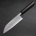 Santoku Blue Steel #2 Damascus Buffalo Ebony Handle 165mm (6.5”)-[Musashi]-[Japanese-Kitchen-Knives]