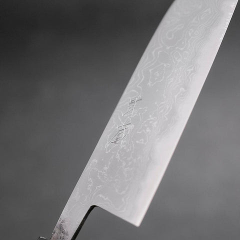 Santoku Blue Steel #2 Damascus Buffalo Ebony Handle 165mm (6.5”)-[Musashi]-[Japanese-Kitchen-Knives]