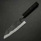 Santoku Blue Steel #2 Kurouchi Black Ishime Urushi Handle 165mm-[Musashi]-[Japanese-Kitchen-Knives]