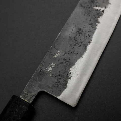 Santoku Blue Steel #2 Kurouchi Black Ishime Urushi Handle 165mm-[Musashi]-[Japanese-Kitchen-Knives]