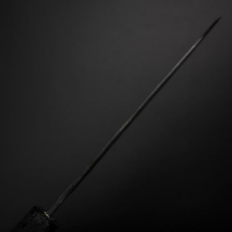 Santoku Blue Steel #2 Kurouchi Black Ishime Urushi Handle 165mm-[Musashi]-[Japanese-Kitchen-Knives]