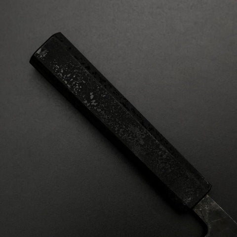 Santoku Blue Steel #2 Kurouchi Black Ishime Urushi Handle 165mm-[Musashi]-[Japanese-Kitchen-Knives]