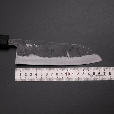 Santoku Blue Steel #2 Kurouchi Black Ishime Urushi Handle 165mm-[Musashi]-[Japanese-Kitchen-Knives]