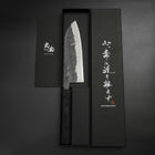 Santoku Blue Steel #2 Kurouchi Black Ishime Urushi Handle 165mm-[Musashi]-[Japanese-Kitchen-Knives]