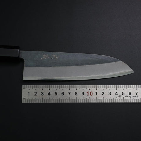 Santoku Blue Steel #2 Kurouchi Buffalo Ebony Handle 165mm (6.5”)-[Musashi]-[Japanese-Kitchen-Knives]