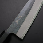 Santoku Blue Steel #2 Kurouchi Buffalo Ebony Handle 165mm-[Musashi]-[Japanese-Kitchen-Knives]
